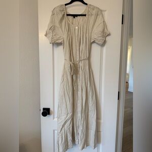 J. Crew Button Front Tie Waist Linen Dress